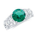 Lab Grown Emerald Ring – 2 Carat Antique Engagement With Prong Setting