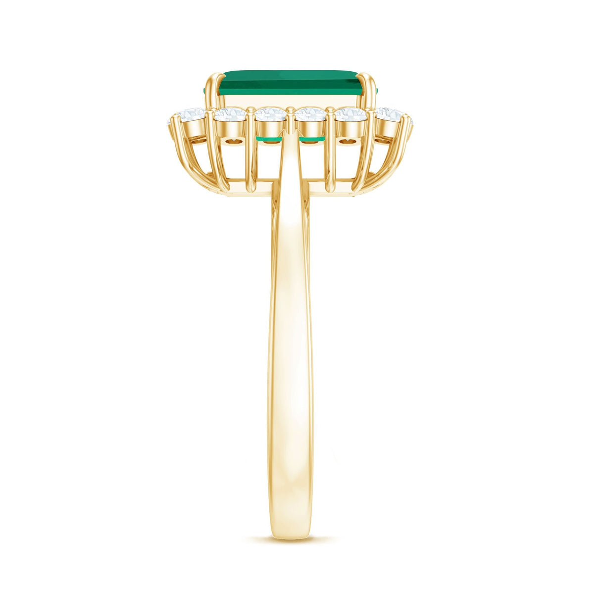 Lab Grown Emerald Ring – 2 Carat Emerald Cut Diamond Halo Vintage Engagement