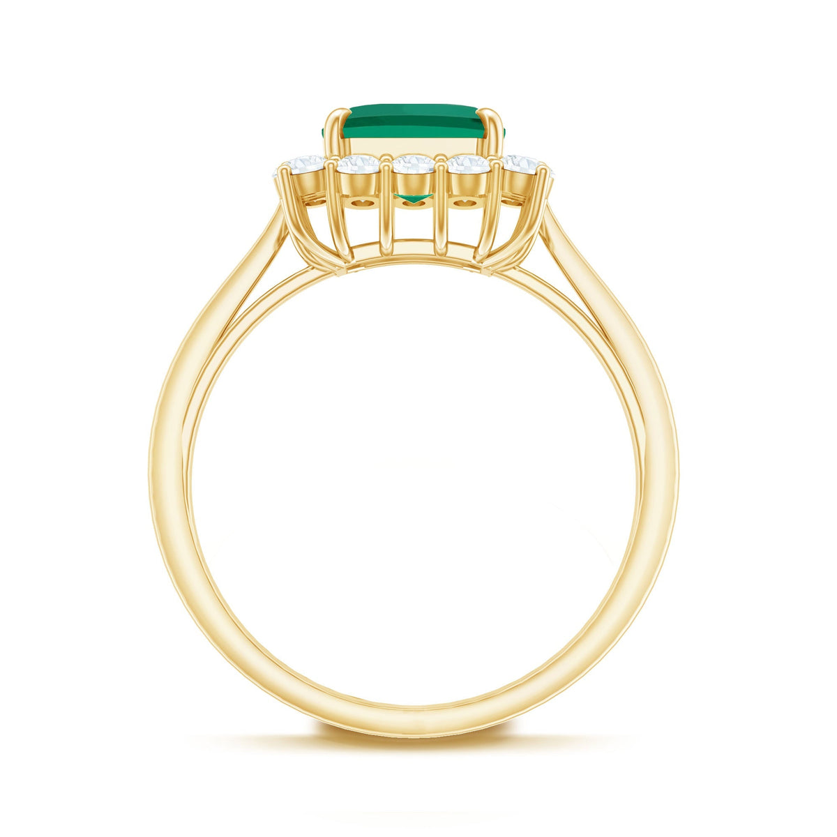 Lab Grown Emerald Ring – 2 Carat Emerald Cut Diamond Halo Vintage Engagement