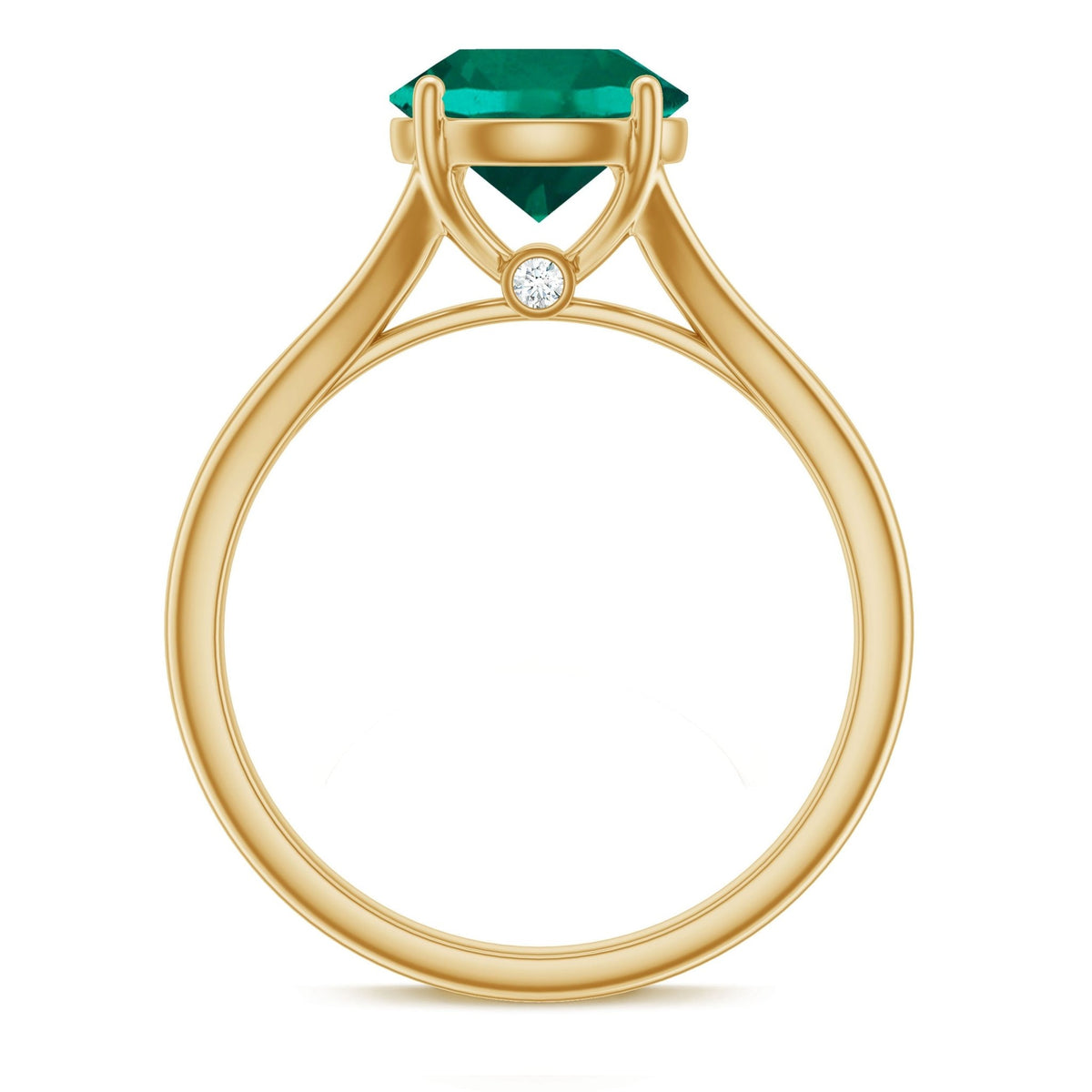 Lab Grown Emerald Ring – 2 Carat Solitaire Emerald Engagement Ring with Diamond Split Shank