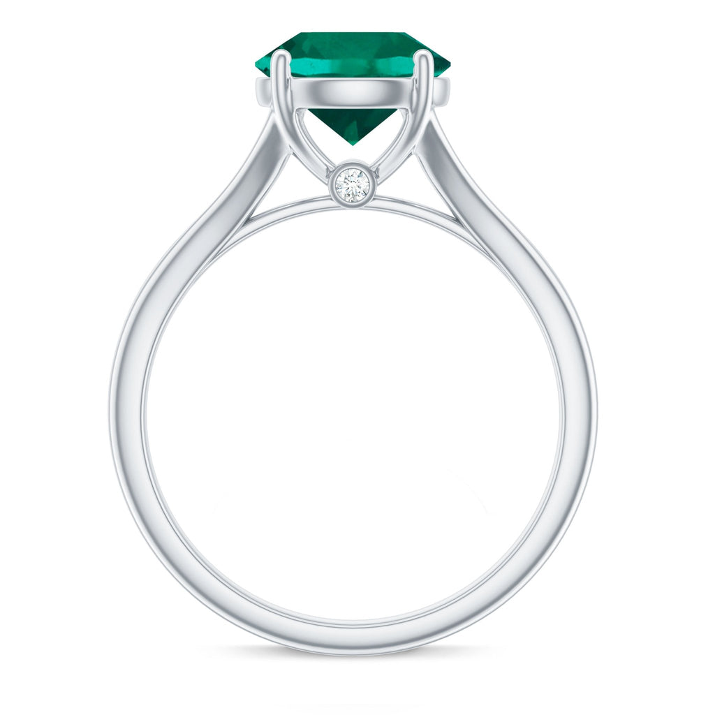 Lab Grown Emerald Ring – 2 Carat Solitaire Emerald Engagement Ring with Diamond Split Shank