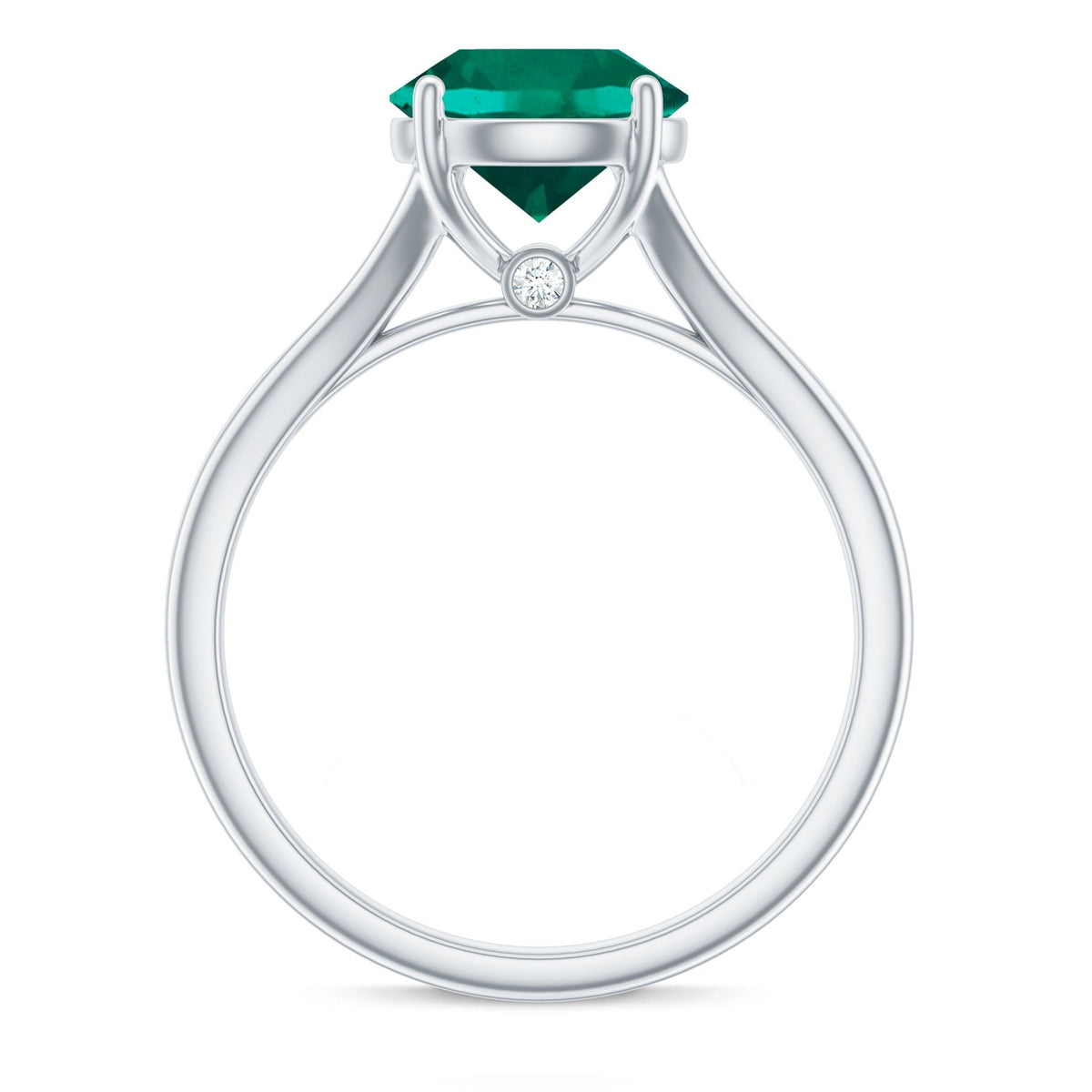 Lab Grown Emerald Ring – 2 Carat Solitaire Emerald Engagement Ring with Diamond Split Shank