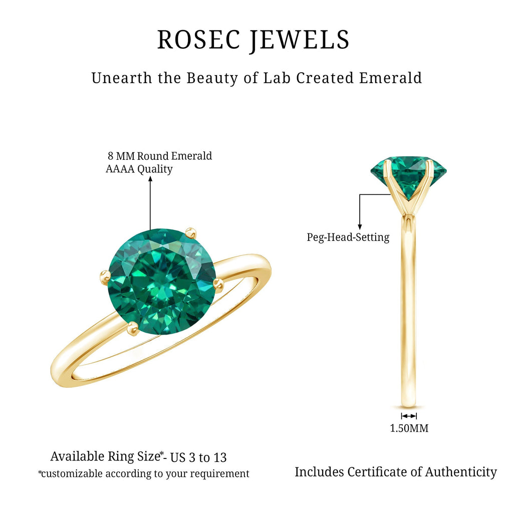 Lab Grown Emerald Ring – 2 Carat Solitaire Engagement Ring With AAAA Quality
