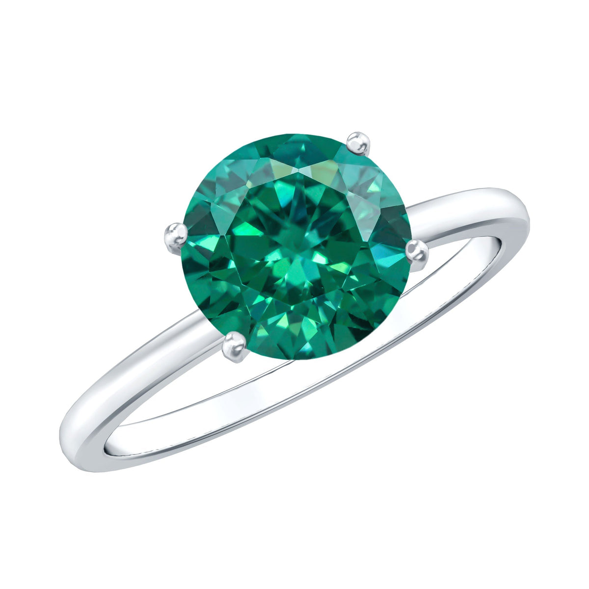 Lab Grown Emerald Ring – 2 Carat Solitaire Engagement Ring With AAAA Quality