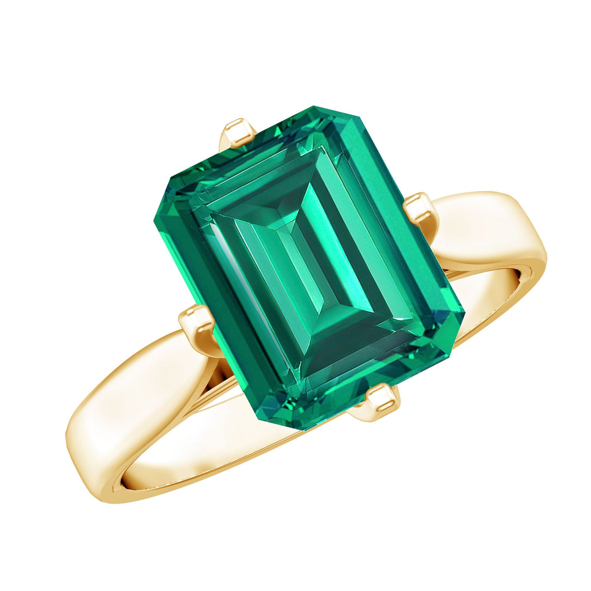 Lab Grown Emerald Ring - 3 Carat Octagon Cut Solitaire Engagement Band With 4 Prong Setting