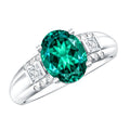 Lab Grown Emerald Ring – 3 Carat Oval Cut Engagement Ring with Diamonds