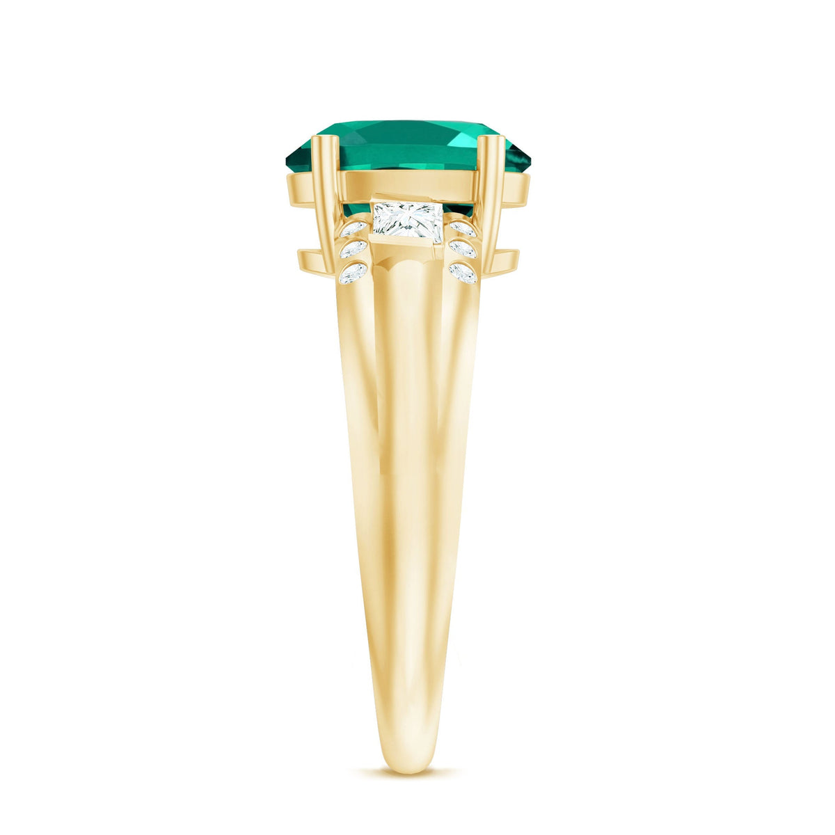 Lab Grown Emerald Ring – 3 Carat Oval Engagement Ring With Princess Cut Diamonds