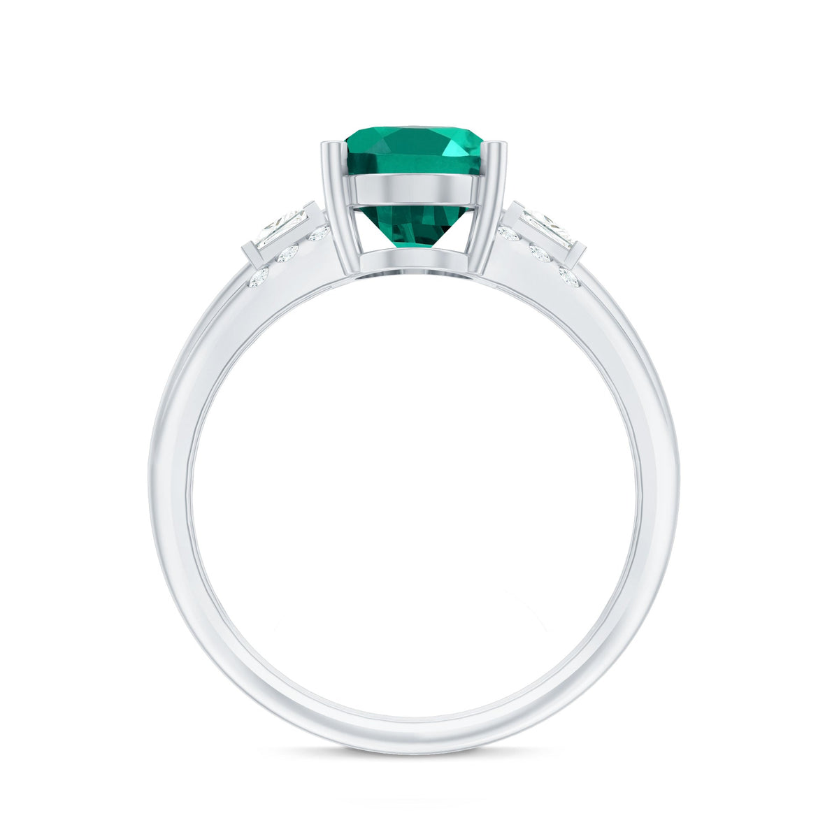 Lab Grown Emerald Ring – 3 Carat Oval Engagement Ring With Princess Cut Diamonds