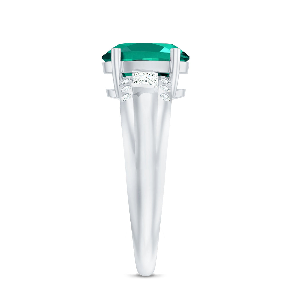 Lab Grown Emerald Ring – 3 Carat Oval Engagement Ring With Princess Cut Diamonds