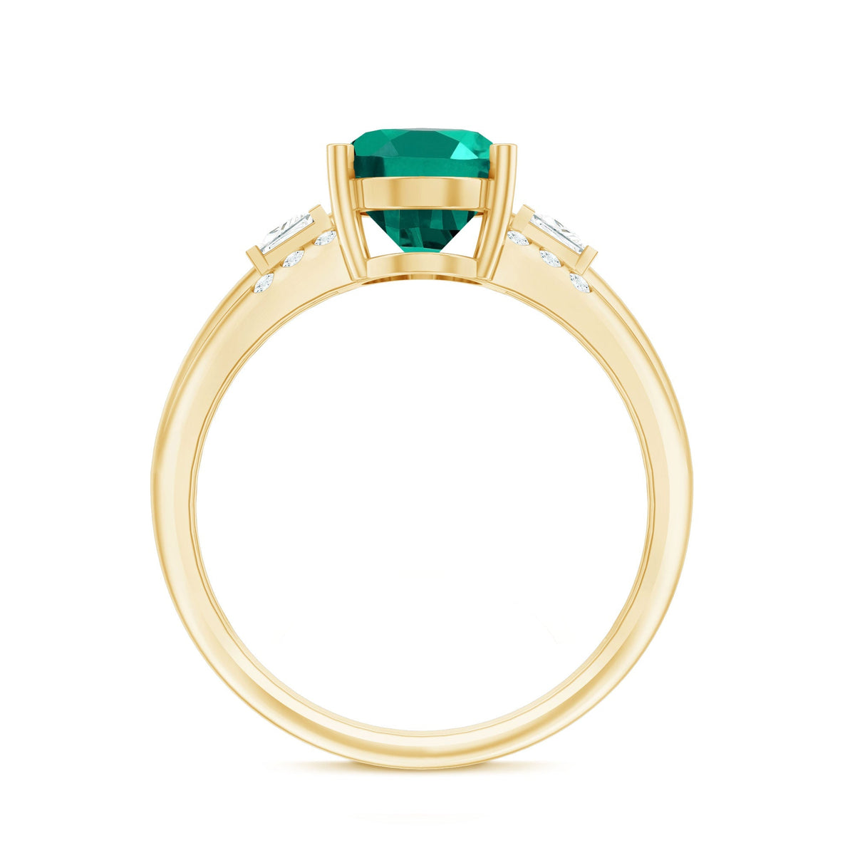 Lab Grown Emerald Ring – 3 Carat Oval Engagement Ring With Princess Cut Diamonds