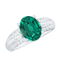 Lab Grown Emerald Ring – 3 Carat Oval Engagement Ring With Princess Cut Diamonds