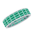 Lab Grown Emerald Ring – 3 Row Eternity Band With Baguette Cut Emeralds