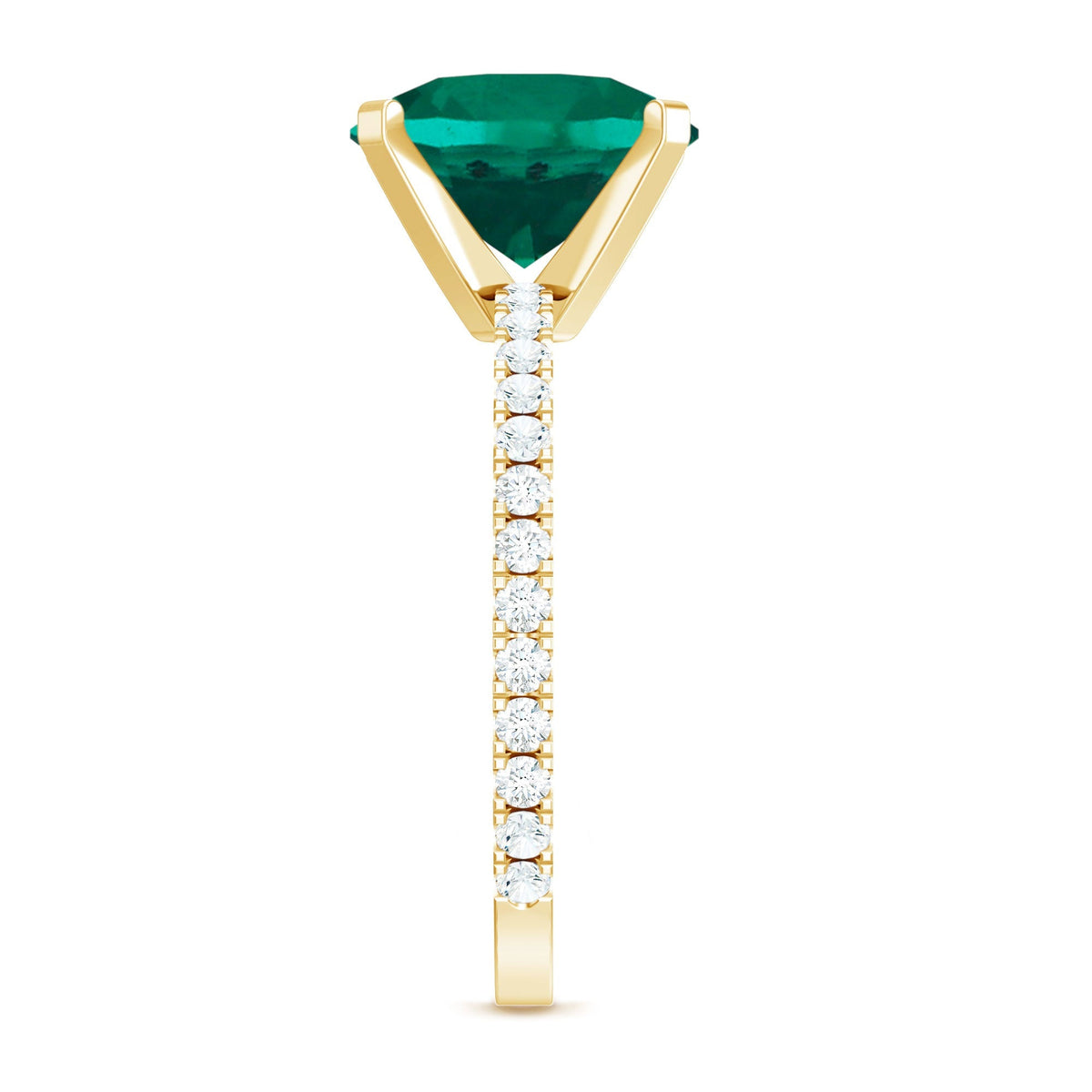Lab Grown Emerald Ring – 3.5 Carat Solitaire Engagement with Diamond Accents
