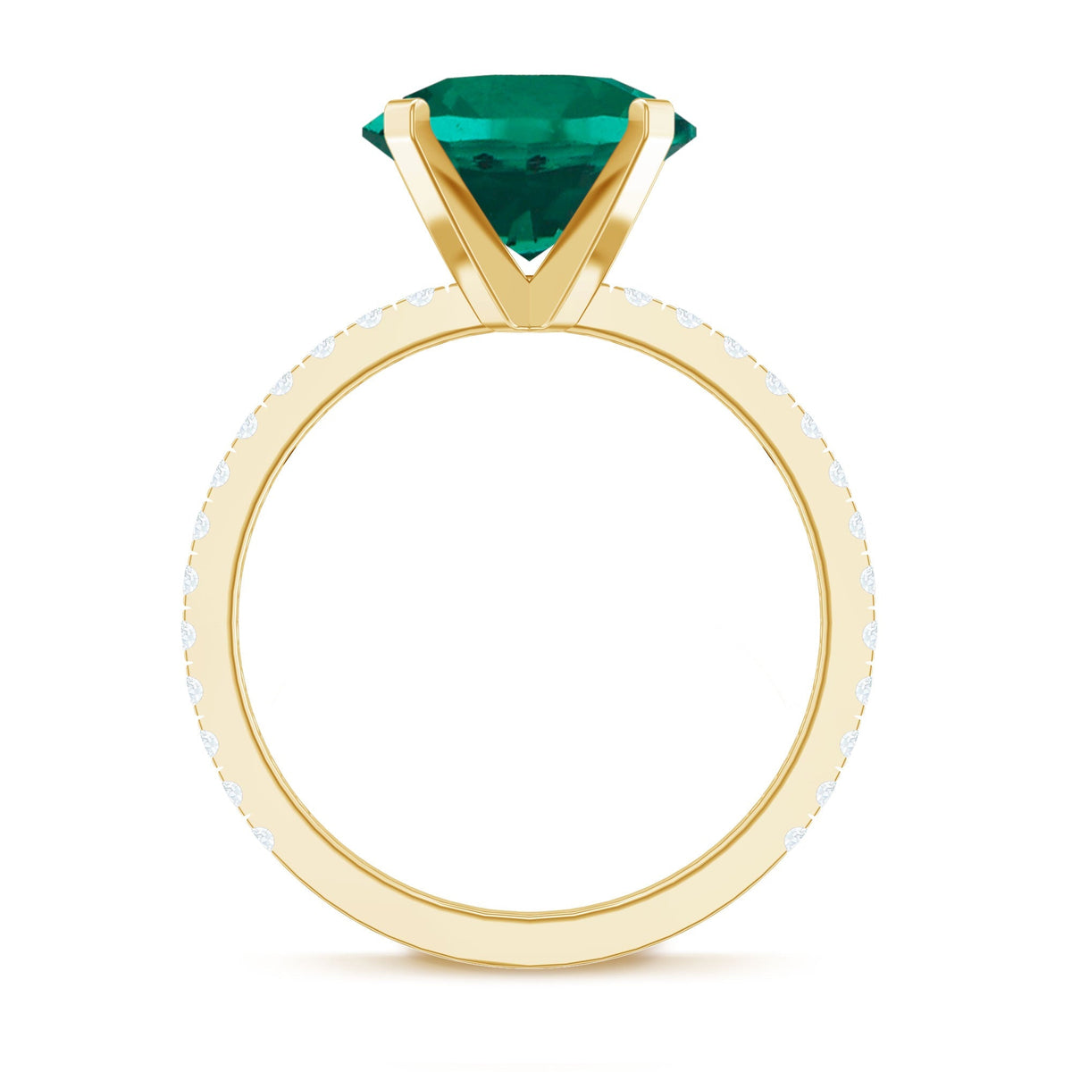 Lab Grown Emerald Ring – 3.5 Carat Solitaire Engagement with Diamond Accents