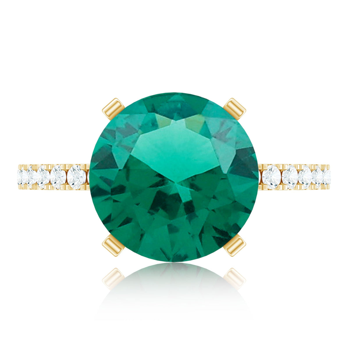Lab Grown Emerald Ring – 3.5 Carat Solitaire Engagement with Diamond Accents
