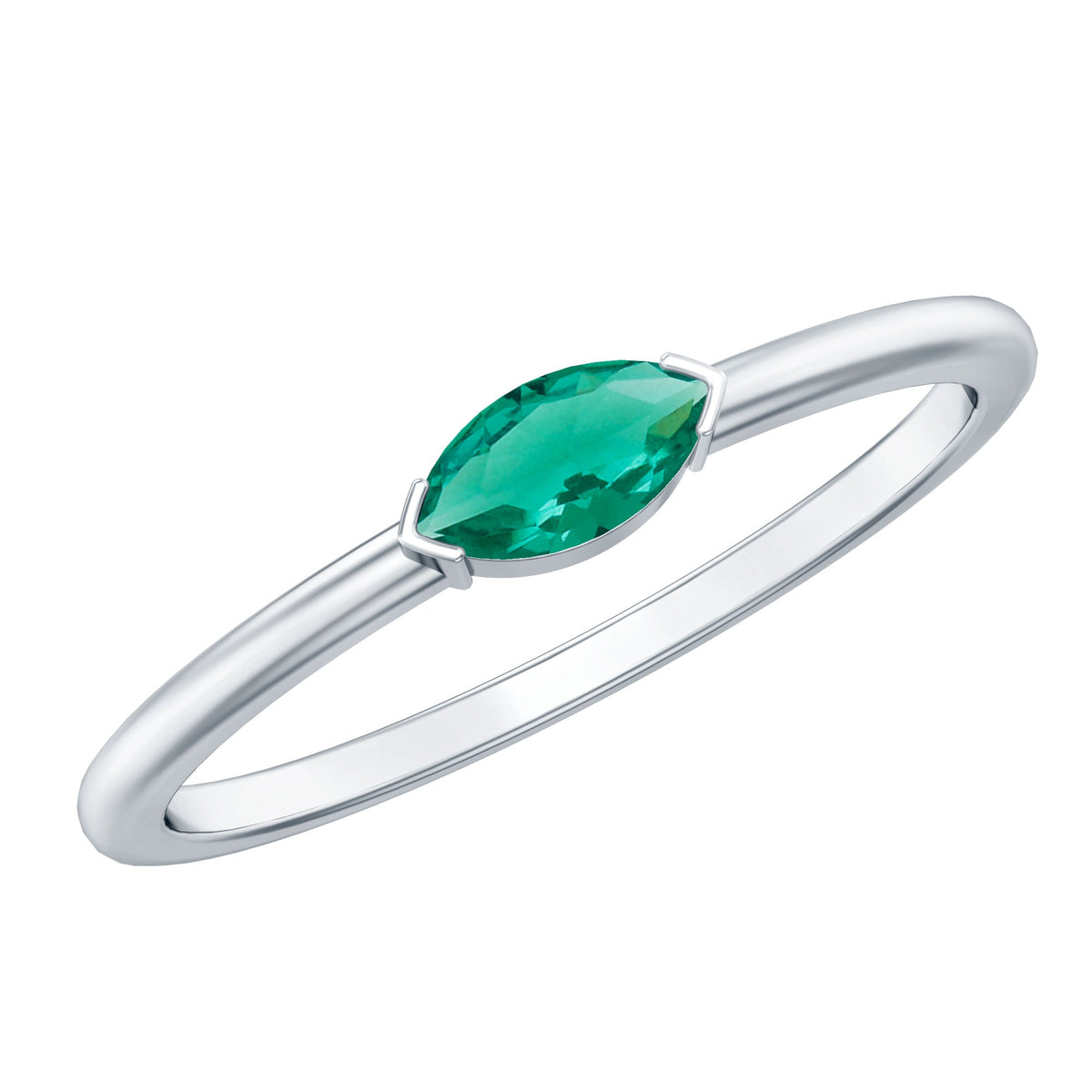 Lab Grown Emerald Ring – 4x8 MM Marquise East West Style Rose Gold Band