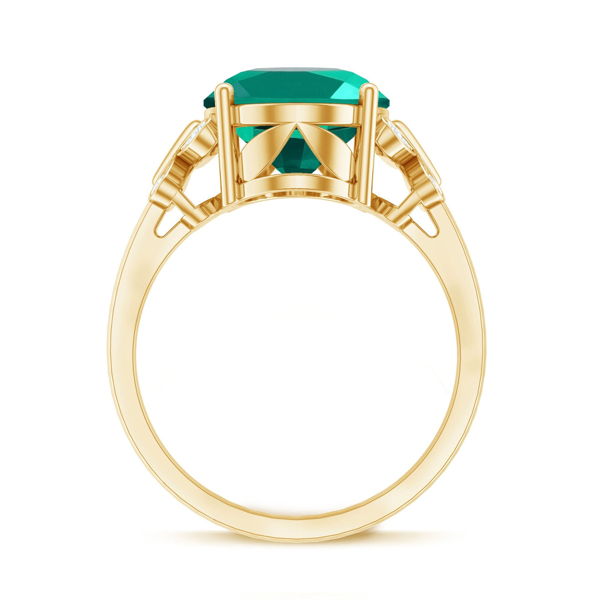 Lab Grown Emerald Ring - 6 Carat Oval Emerald Diamond Accent Statement Ring