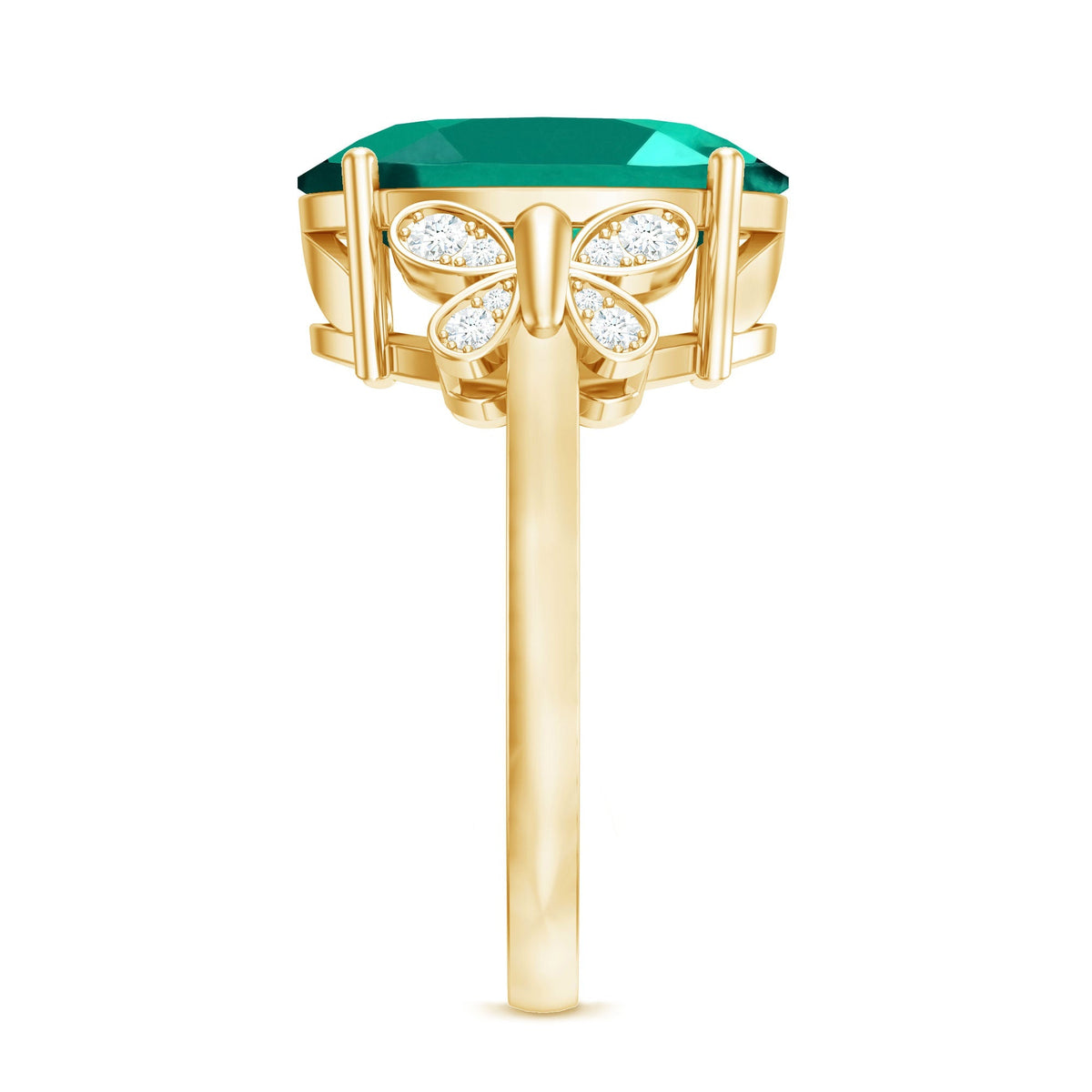 Lab Grown Emerald Ring - 6 Carat Oval Emerald Diamond Accent Statement Ring