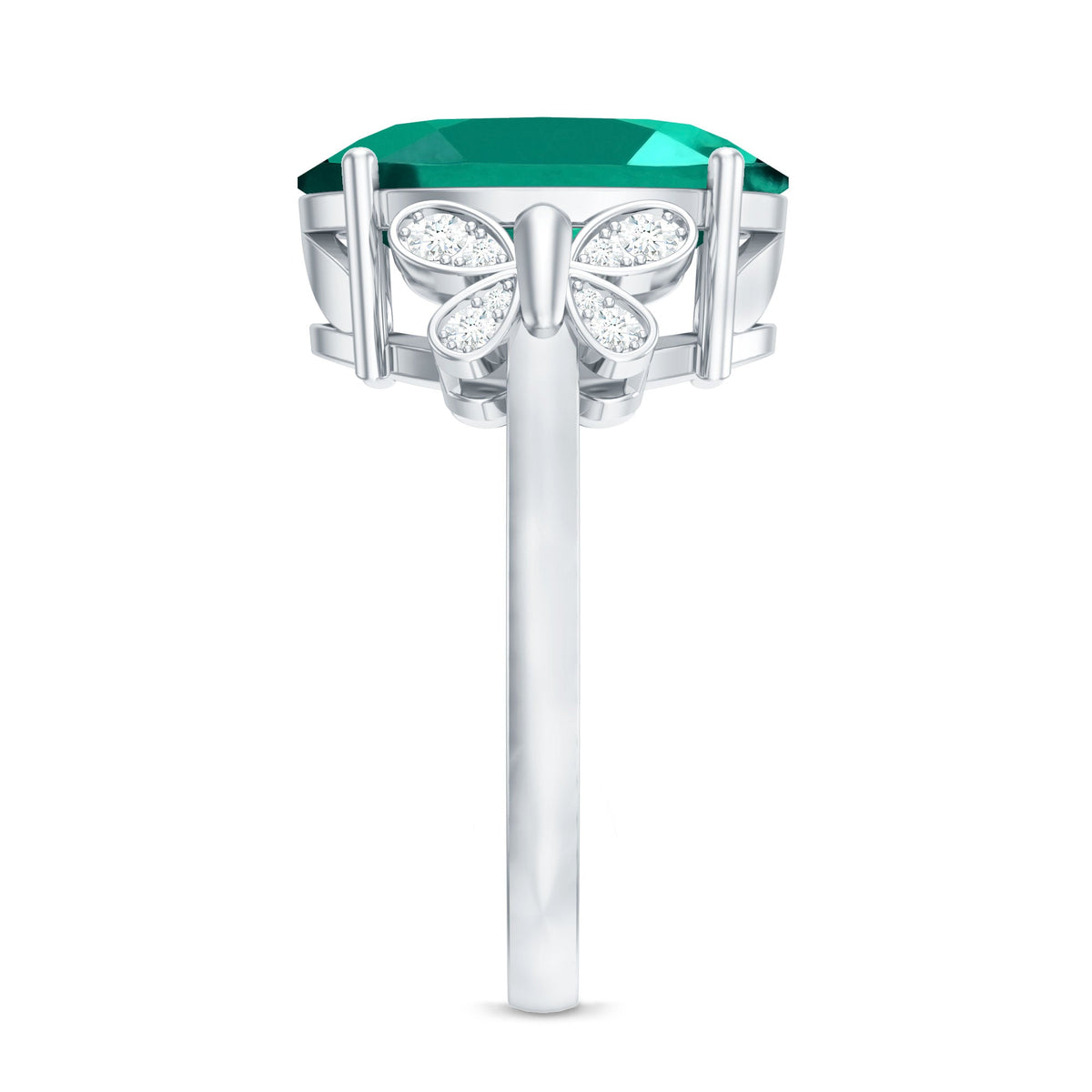 Lab Grown Emerald Ring - 6 Carat Oval Emerald Diamond Accent Statement Ring