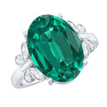 Lab Grown Emerald Ring - 6 Carat Oval Emerald Diamond Accent Statement Ring
