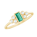 Lab Grown Emerald Ring - Bezel Set Pre Engagement Ring With Round Diamonds