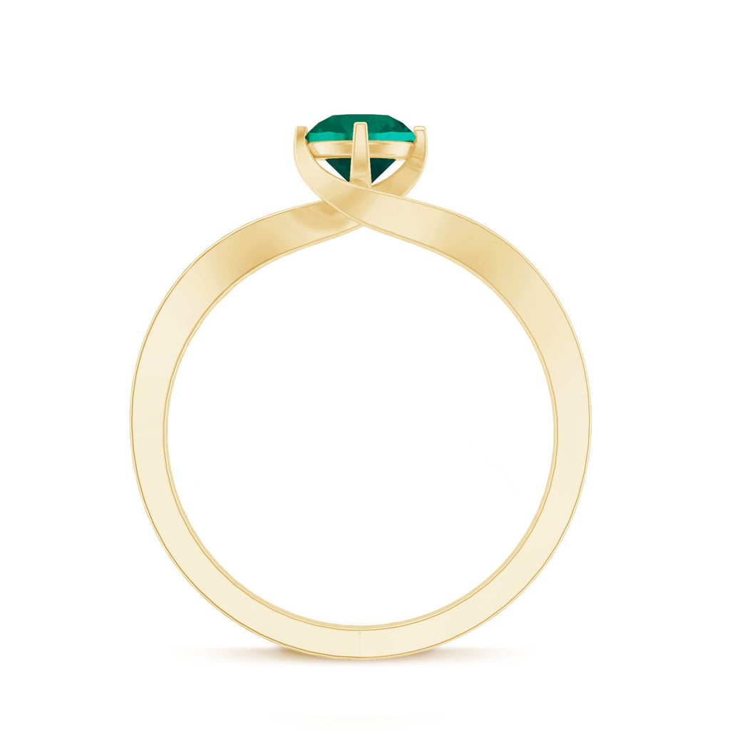 Lab Grown Emerald Ring - Certified 0.8 Ct Round AAAA Bypass Engagement Band