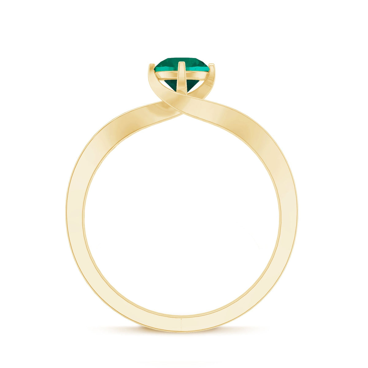 Lab Grown Emerald Ring - Certified 0.8 Ct Round AAAA Bypass Engagement Band