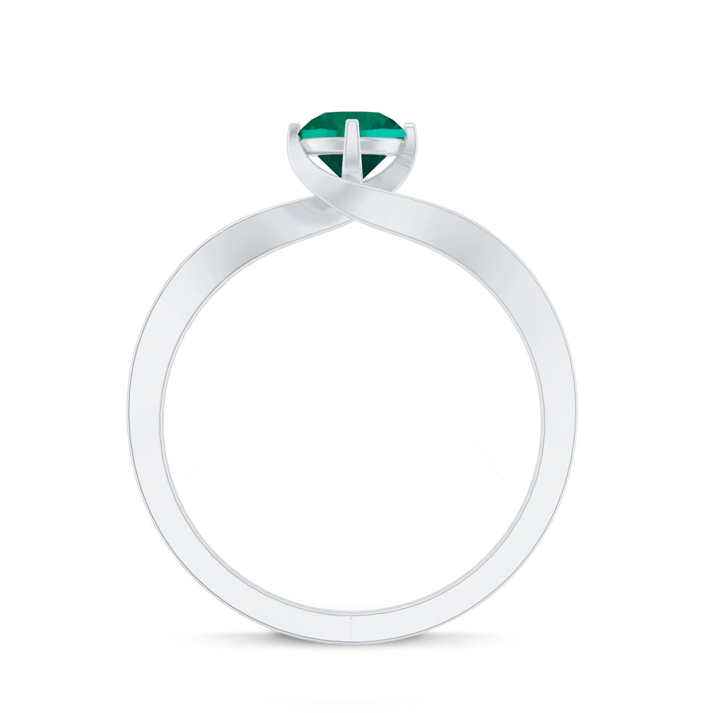 Lab Grown Emerald Ring - Certified 0.8 Ct Round AAAA Bypass Engagement Band