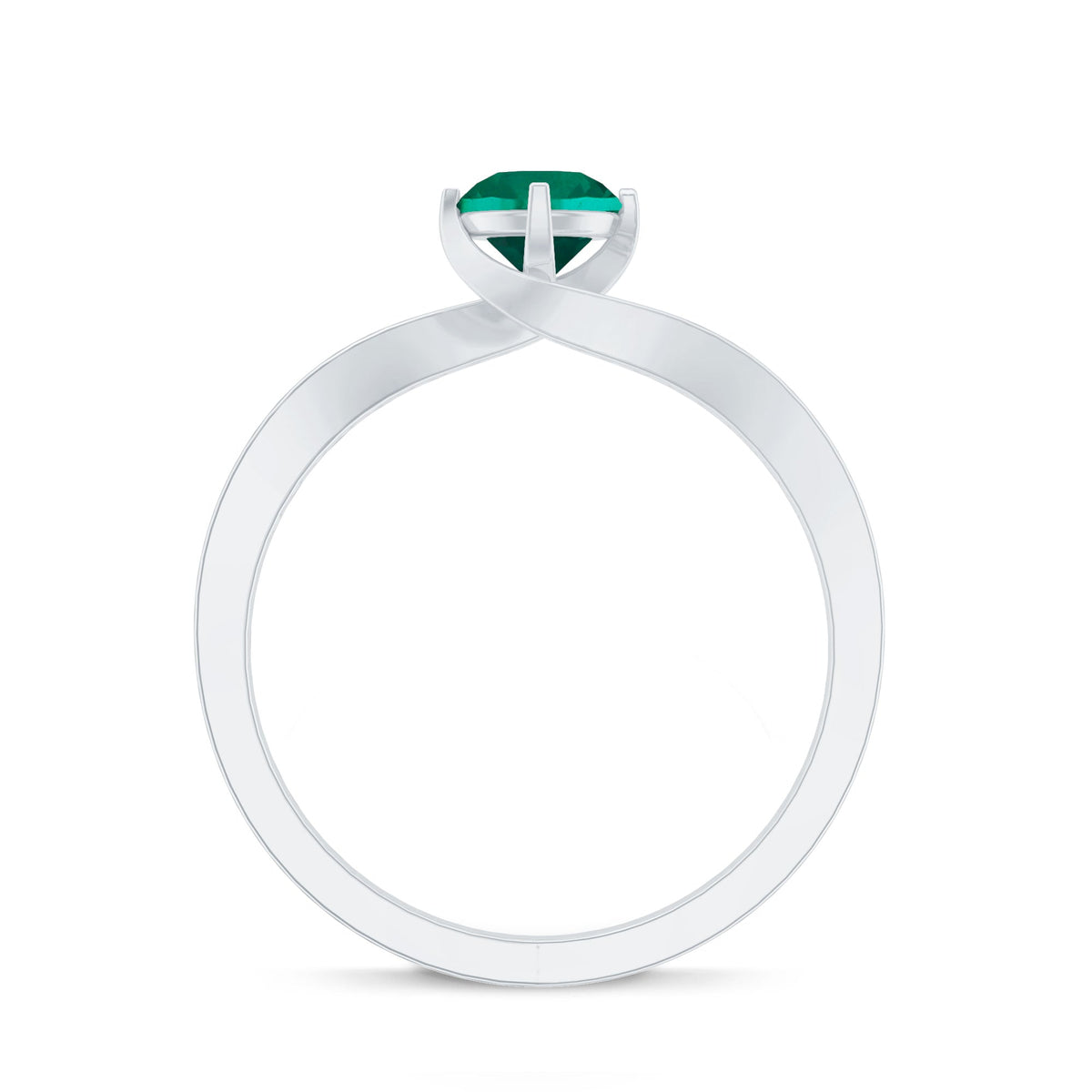 Lab Grown Emerald Ring - Certified 0.8 Ct Round AAAA Bypass Engagement Band