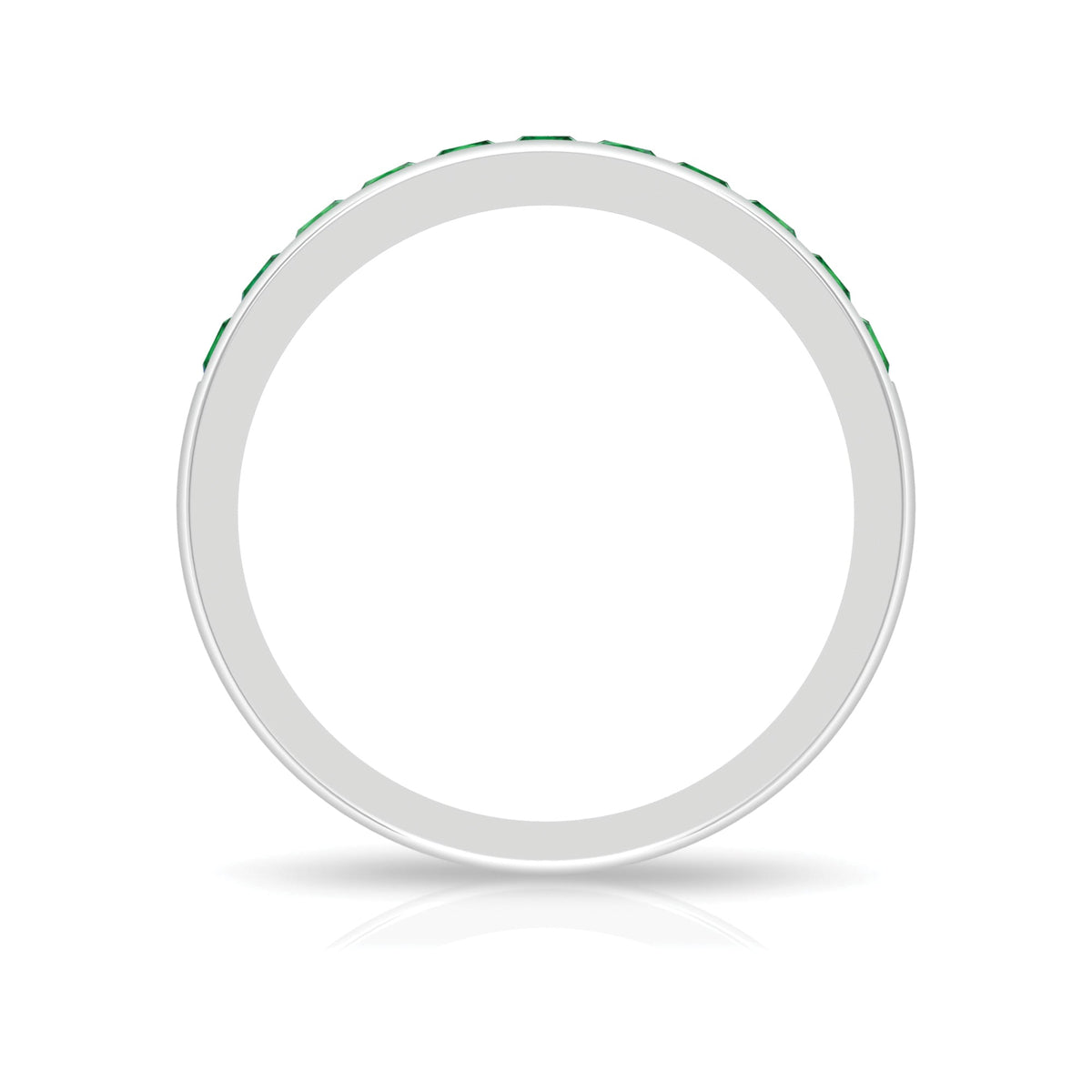 Lab Grown Emerald Ring - Channel Set Half Eternity Band with Princess Cut Stones