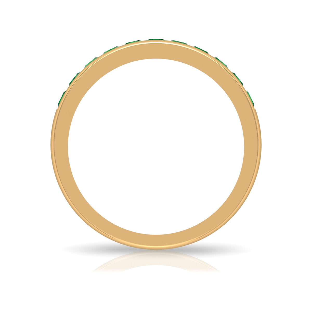 Lab Grown Emerald Ring - Channel Set Half Eternity Band with Princess Cut Stones