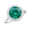 Lab Grown Emerald Ring – Classic 2 Carat Emerald Engagement Ring with Diamond Halo