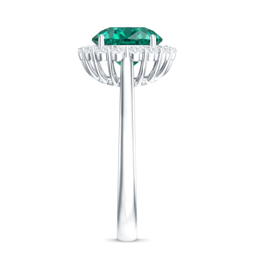 Lab Grown Emerald Ring – Classic 2 Carat Emerald Engagement Ring with Diamond Halo