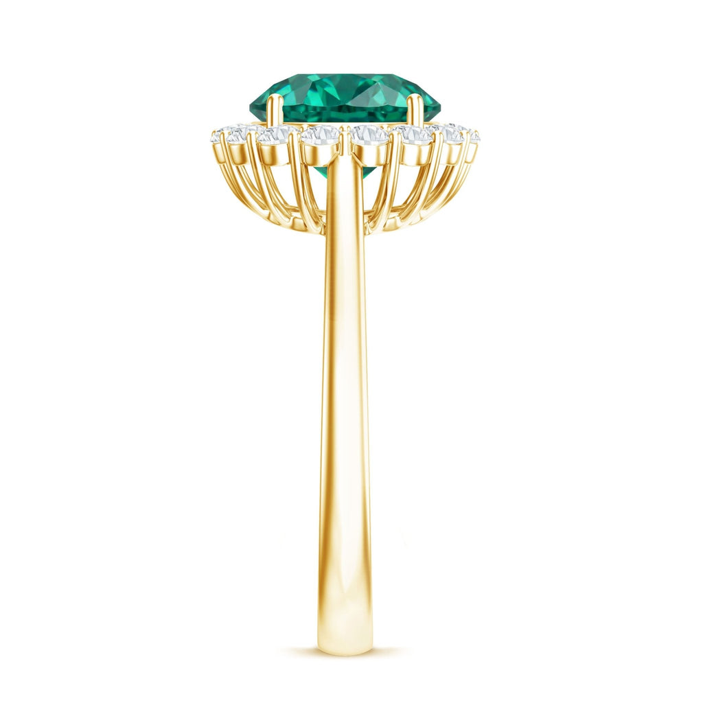 Lab Grown Emerald Ring – Classic 2 Carat Emerald Engagement Ring with Diamond Halo