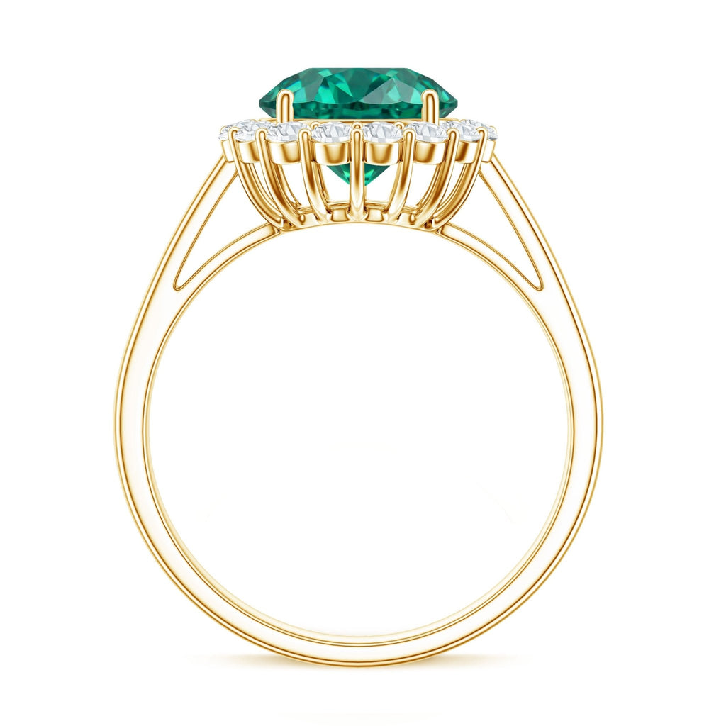 Lab Grown Emerald Ring – Classic 2 Carat Emerald Engagement Ring with Diamond Halo