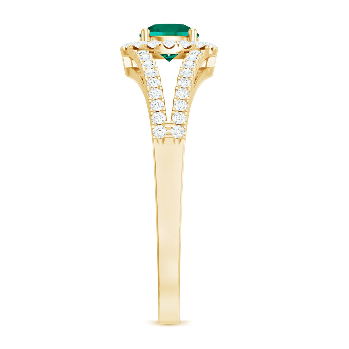Lab Grown Emerald Ring – Classic Emerald Engagement Ring with Diamond Halo