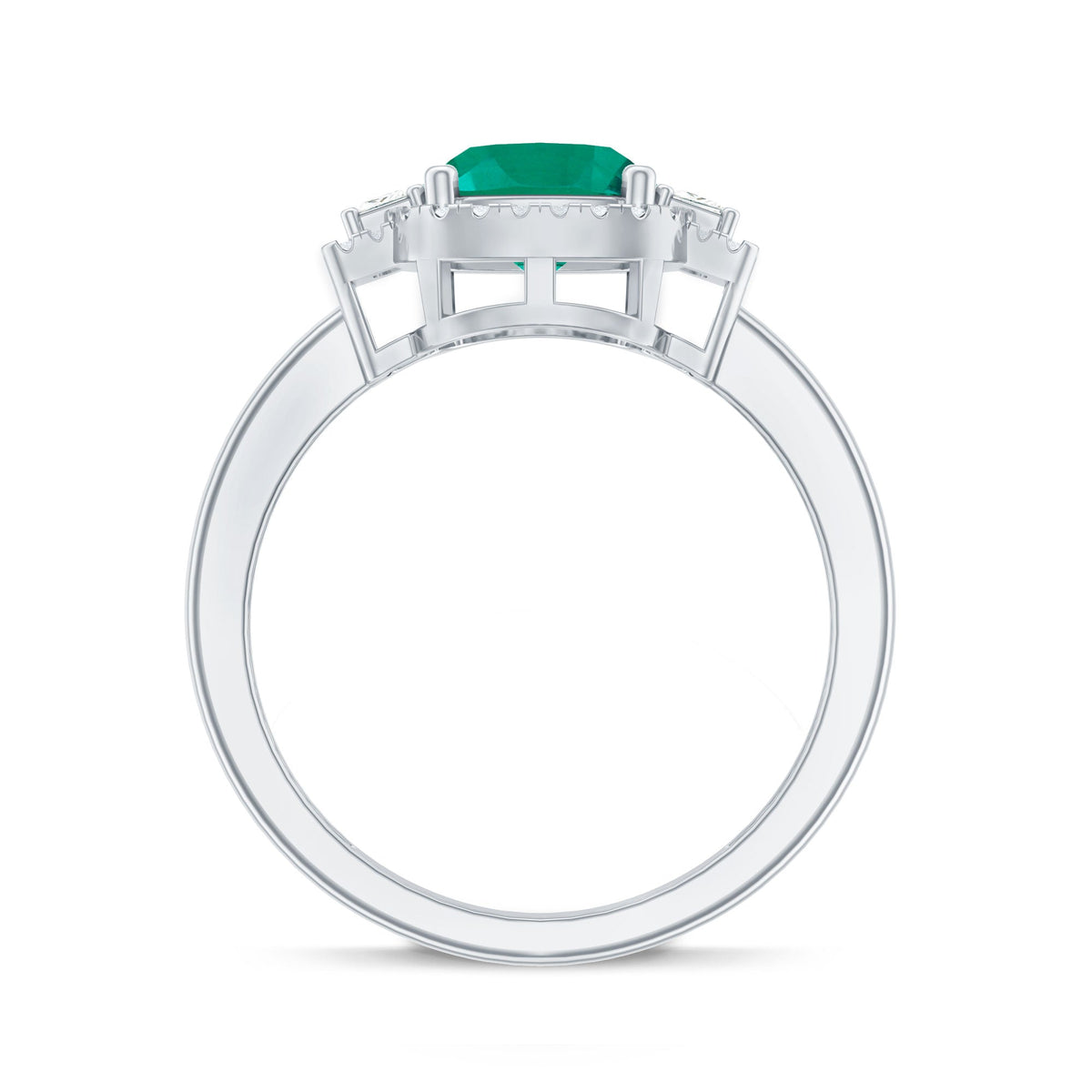 Lab Grown Emerald Ring – Cushion Cut 2 Carat Emerald Diamond Statement Engagement