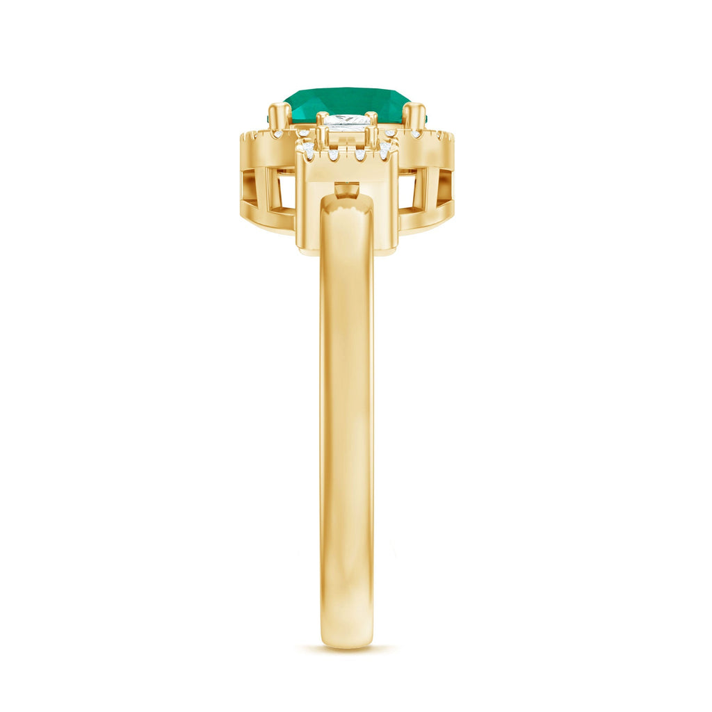 Lab Grown Emerald Ring – Cushion Cut 2 Carat Emerald Diamond Statement Engagement