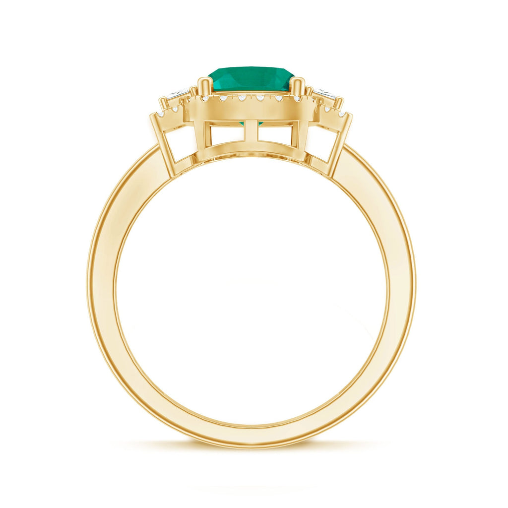 Lab Grown Emerald Ring – Cushion Cut 2 Carat Emerald Diamond Statement Engagement