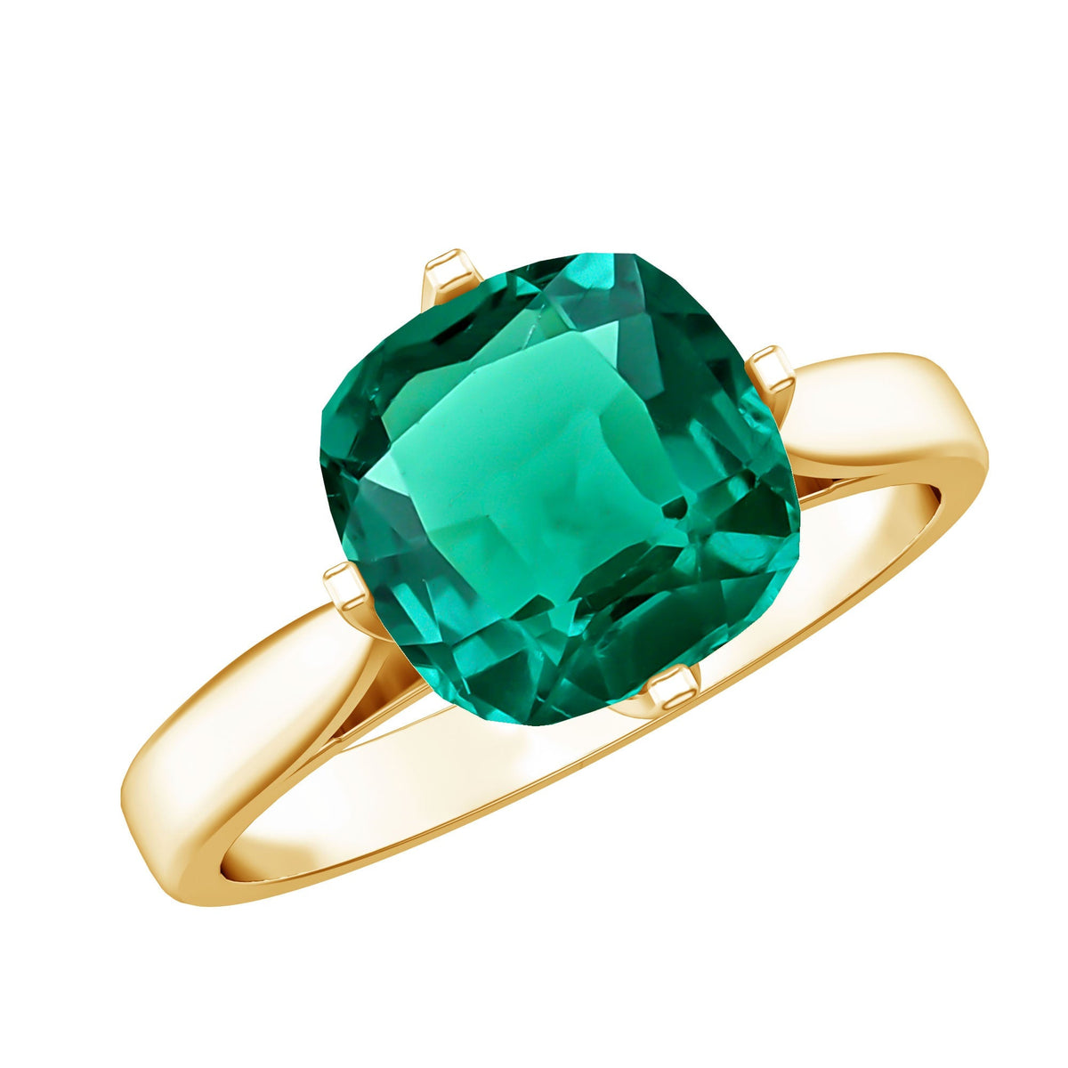 Lab Grown Emerald Ring – Cushion Cut 2 Carat Solitaire Engagement Ring Floral Setting