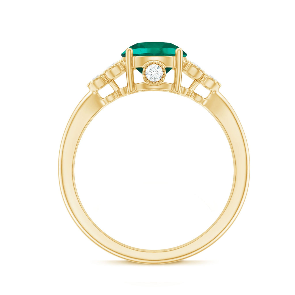 Lab Grown Emerald Ring – Designer Engagement Band with AAA Quality Emerald & EF-VS Diamonds