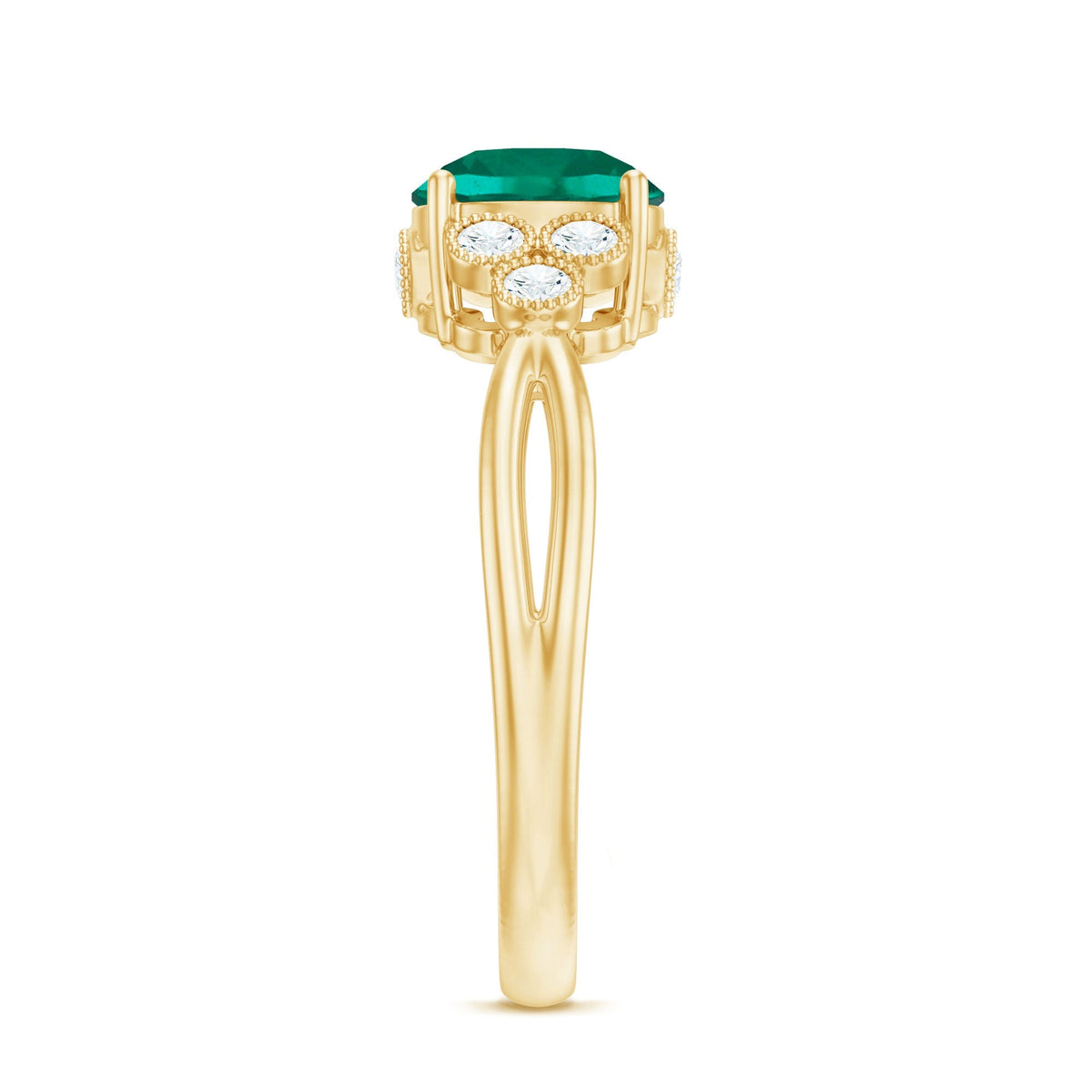 Lab Grown Emerald Ring – Designer Engagement Band with AAA Quality Emerald & EF-VS Diamonds