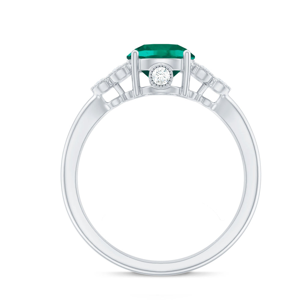 Lab Grown Emerald Ring – Designer Engagement Band with AAA Quality Emerald & EF-VS Diamonds