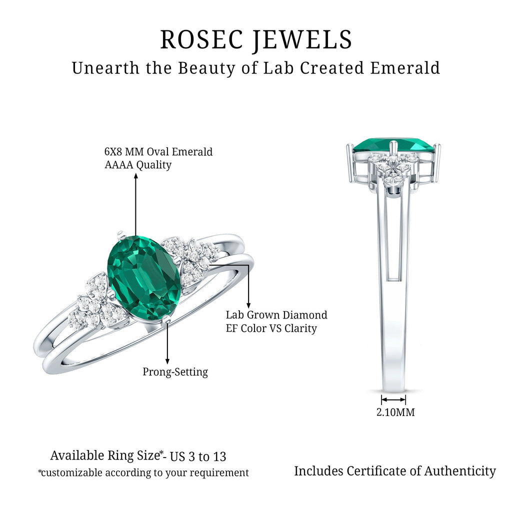 Lab Grown Emerald Ring – Designer Engagement Ring With Oval AAA Quality Emerald
