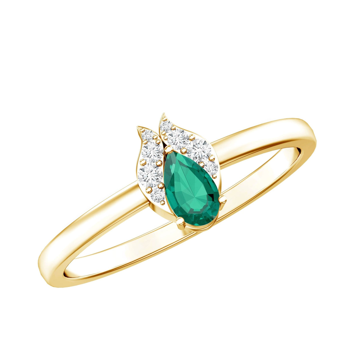 Lab Grown Emerald Ring – Diamond Promise Ring in 14K Gold Plated Silver Band