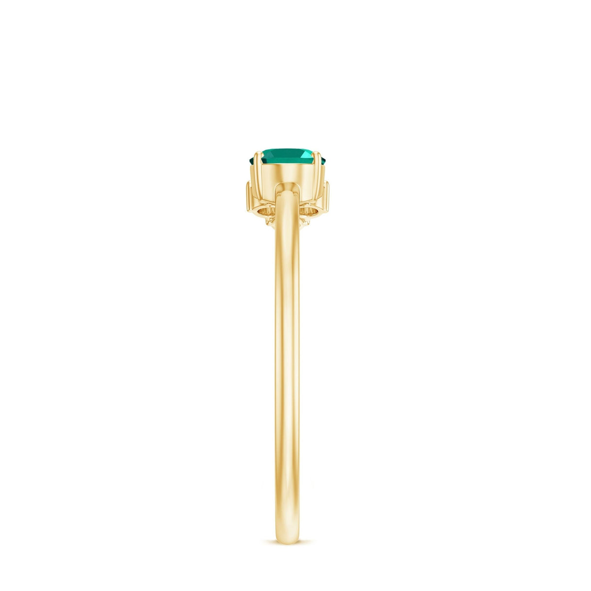 Lab Grown Emerald Ring – East West Oval Promise Ring with Diamond Trio Design