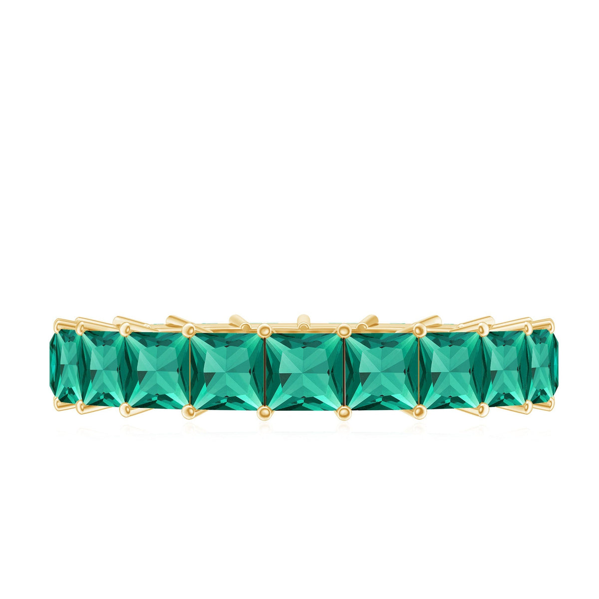 Lab Grown Emerald Ring | Ethical Emerald Jewelry – Princess Cut Rose Gold Wedding Band