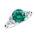 Lab Grown Emerald Ring – Lotus Basket Setting With Knot Design Band, 2.18 Ct