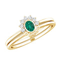 Lab Grown Emerald Ring – Oval Cut Emerald Wedding Set | Diamond Engagement Band Enhancer