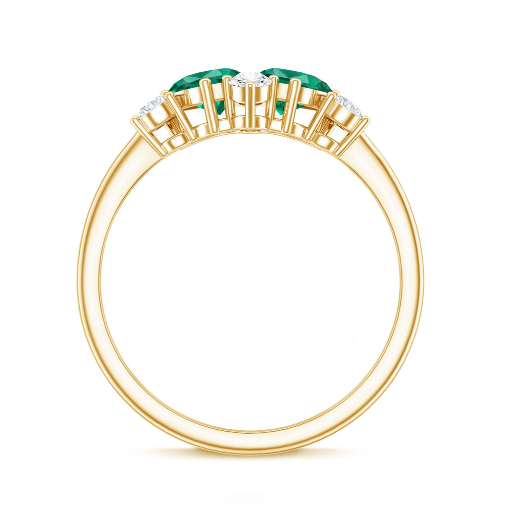 Lab Grown Emerald Ring - Pear Shape Toi Et Moi Two Stone Engagement Ring